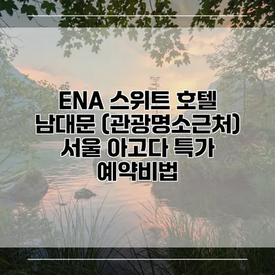 ENA 스위트 호텔 남대문 (관광명소근처) 서울 아고다 특가 예약비법
