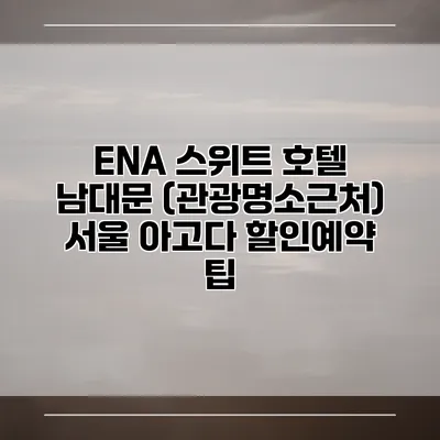 ENA 스위트 호텔 남대문 (관광명소근처) 서울 아고다 할인예약 팁