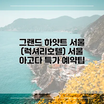 그랜드 하얏트 서울 (럭셔리호텔) 서울 아고다 특가 예약팁