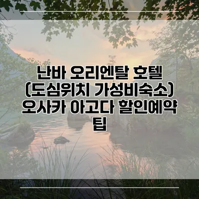 난바 오리엔탈 호텔 (도심위치 가성비숙소) 오사카 아고다 할인예약 팁