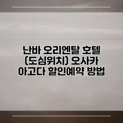 난바 오리엔탈 호텔 (도심위치) 오사카 아고다 할인예약 방법