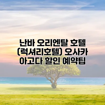 난바 오리엔탈 호텔 (럭셔리호텔) 오사카 아고다 할인 예약팁