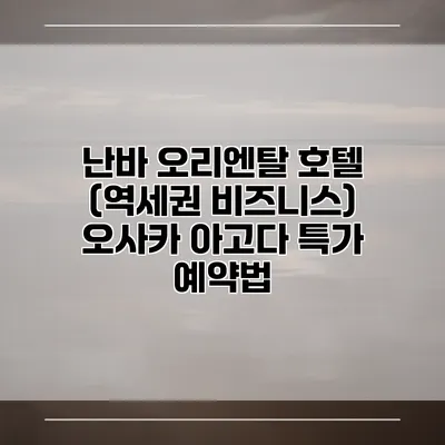 난바 오리엔탈 호텔 (역세권 비즈니스) 오사카 아고다 특가 예약법