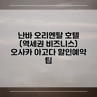 난바 오리엔탈 호텔 (역세권 비즈니스) 오사카 아고다 할인예약 팁