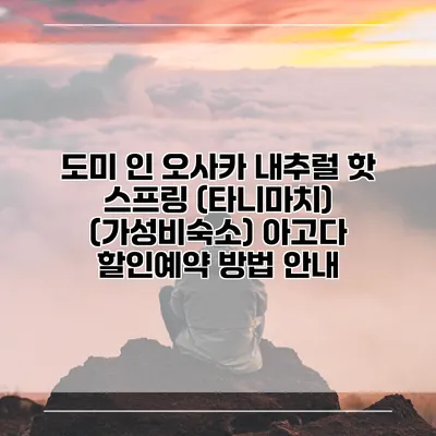 도미 인 오사카 내추럴 핫 스프링 (타니마치) (가성비숙소) 아고다 할인예약 방법 안내