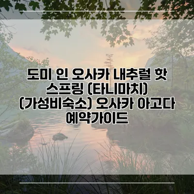 도미 인 오사카 내추럴 핫 스프링 (타니마치) (가성비숙소) 오사카 아고다 예약가이드
