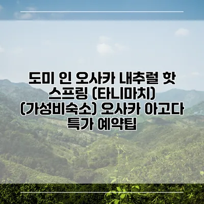 도미 인 오사카 내추럴 핫 스프링 (타니마치) (가성비숙소) 오사카 아고다 특가 예약팁