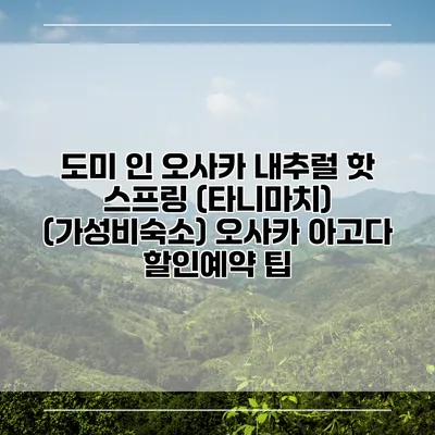 도미 인 오사카 내추럴 핫 스프링 (타니마치) (가성비숙소) 오사카 아고다 할인예약 팁
