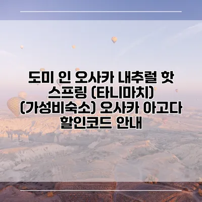 도미 인 오사카 내추럴 핫 스프링 (타니마치) (가성비숙소) 오사카 아고다 할인코드 안내