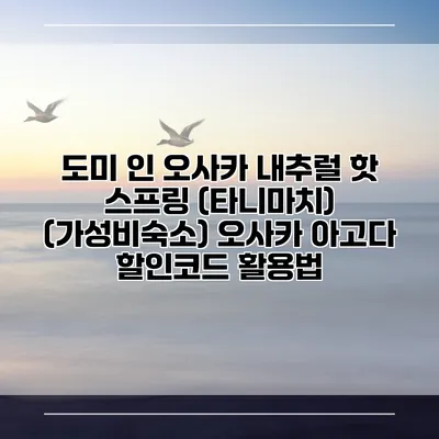 도미 인 오사카 내추럴 핫 스프링 (타니마치) (가성비숙소) 오사카 아고다 할인코드 활용법