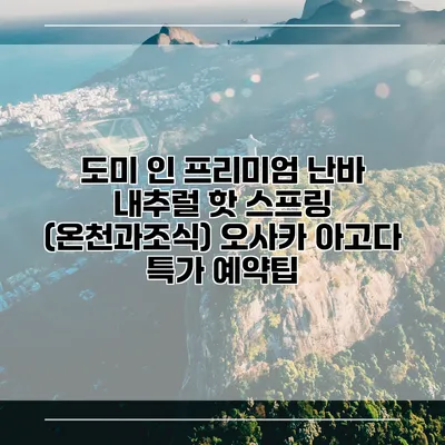도미 인 프리미엄 난바 내추럴 핫 스프링 (온천과조식) 오사카 아고다 특가 예약팁