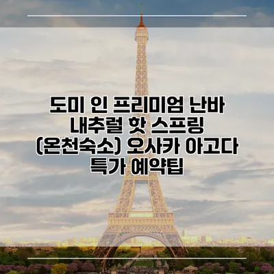 도미 인 프리미엄 난바 내추럴 핫 스프링 (온천숙소) 오사카 아고다 특가 예약팁