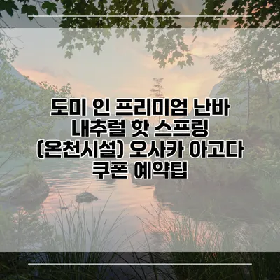 도미 인 프리미엄 난바 내추럴 핫 스프링 (온천시설) 오사카 아고다 쿠폰 예약팁