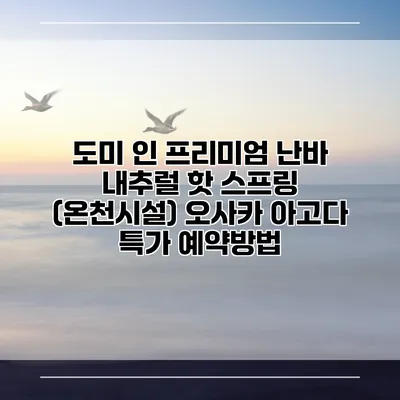 도미 인 프리미엄 난바 내추럴 핫 스프링 (온천시설) 오사카 아고다 특가 예약방법