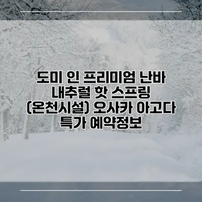 도미 인 프리미엄 난바 내추럴 핫 스프링 (온천시설) 오사카 아고다 특가 예약정보
