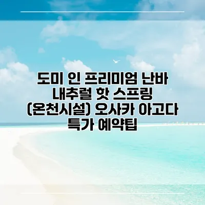 도미 인 프리미엄 난바 내추럴 핫 스프링 (온천시설) 오사카 아고다 특가 예약팁