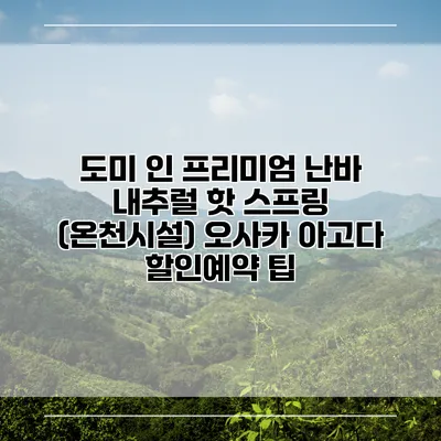도미 인 프리미엄 난바 내추럴 핫 스프링 (온천시설) 오사카 아고다 할인예약 팁