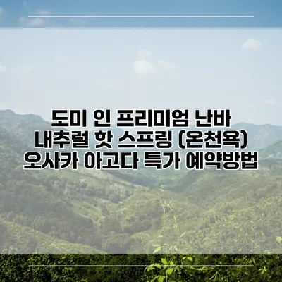 도미 인 프리미엄 난바 내추럴 핫 스프링 (온천욕) 오사카 아고다 특가 예약방법