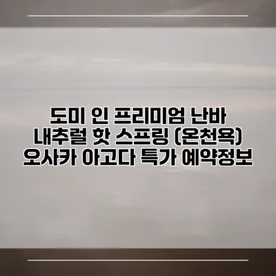 도미 인 프리미엄 난바 내추럴 핫 스프링 (온천욕) 오사카 아고다 특가 예약정보