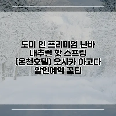 도미 인 프리미엄 난바 내추럴 핫 스프링 (온천호텔) 오사카 아고다 할인예약 꿀팁