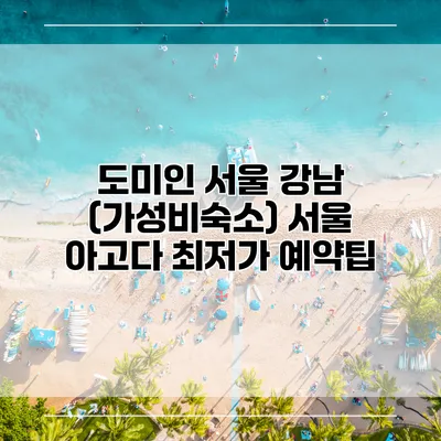 도미인 서울 강남 (가성비숙소) 서울 아고다 최저가 예약팁