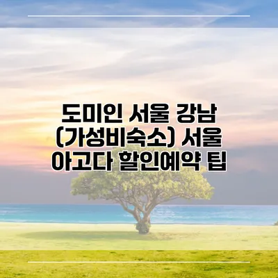 도미인 서울 강남 (가성비숙소) 서울 아고다 할인예약 팁