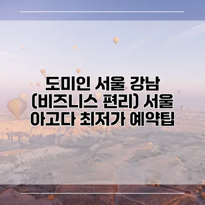 도미인 서울 강남 (비즈니스 편리) 서울 아고다 최저가 예약팁