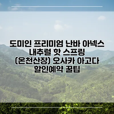 도미인 프리미엄 난바 아넥스 내추럴 핫 스프링 (온천산장) 오사카 아고다 할인예약 꿀팁
