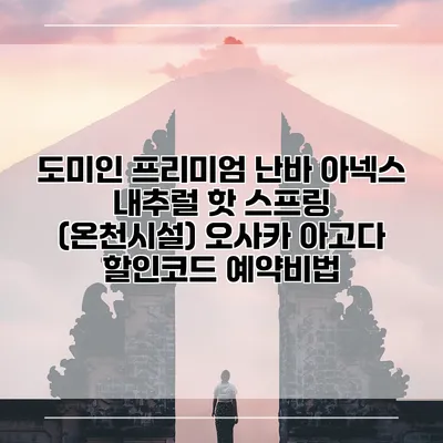 도미인 프리미엄 난바 아넥스 내추럴 핫 스프링 (온천시설) 오사카 아고다 할인코드 예약비법