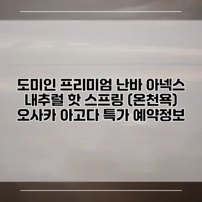 도미인 프리미엄 난바 아넥스 내추럴 핫 스프링 (온천욕) 오사카 아고다 특가 예약정보