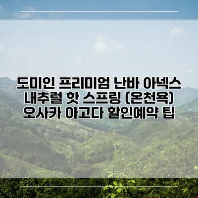 도미인 프리미엄 난바 아넥스 내추럴 핫 스프링 (온천욕) 오사카 아고다 할인예약 팁
