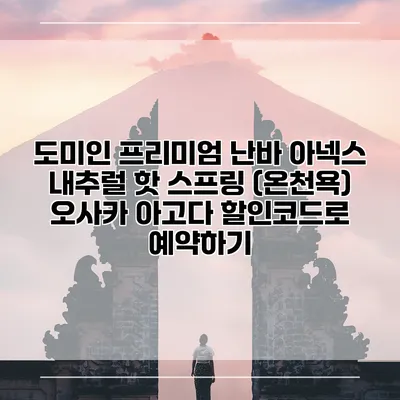 도미인 프리미엄 난바 아넥스 내추럴 핫 스프링 (온천욕) 오사카 아고다 할인코드로 예약하기
