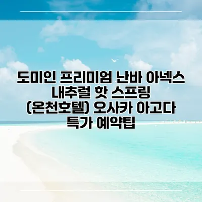 도미인 프리미엄 난바 아넥스 내추럴 핫 스프링 (온천호텔) 오사카 아고다 특가 예약팁