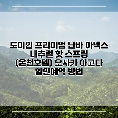도미인 프리미엄 난바 아넥스 내추럴 핫 스프링 (온천호텔) 오사카 아고다 할인예약 방법