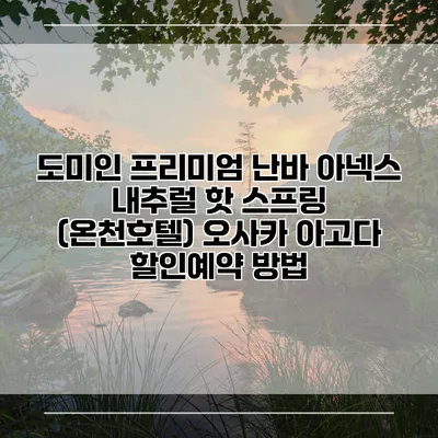 도미인 프리미엄 난바 아넥스 내추럴 핫 스프링 (온천호텔) 오사카 아고다 할인예약 방법