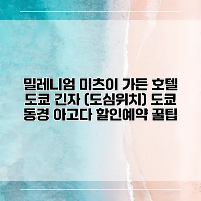 밀레니엄 미츠이 가든 호텔 도쿄 긴자 (도심위치) 도쿄 동경 아고다 할인예약 꿀팁