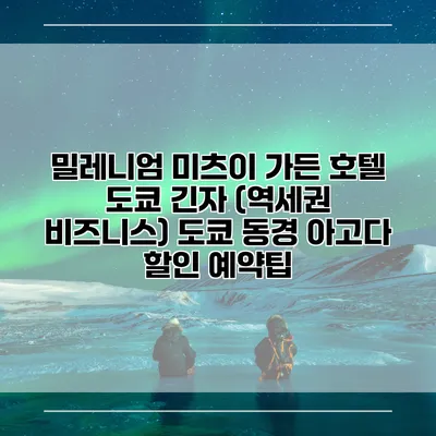 밀레니엄 미츠이 가든 호텔 도쿄 긴자 (역세권 비즈니스) 도쿄 동경 아고다 할인 예약팁