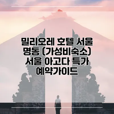 밀리오레 호텔 서울 명동 (가성비숙소) 서울 아고다 특가 예약가이드