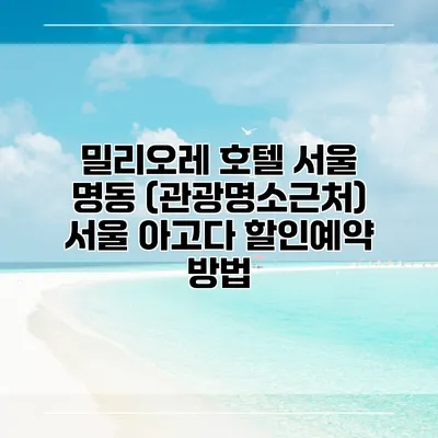 밀리오레 호텔 서울 명동 (관광명소근처) 서울 아고다 할인예약 방법