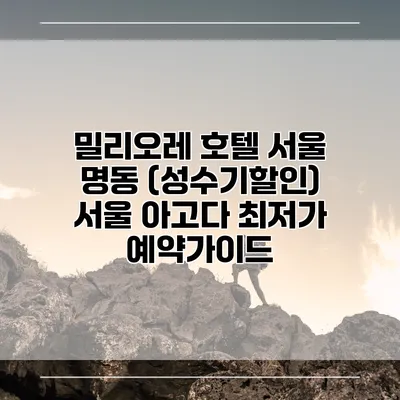 밀리오레 호텔 서울 명동 (성수기할인) 서울 아고다 최저가 예약가이드