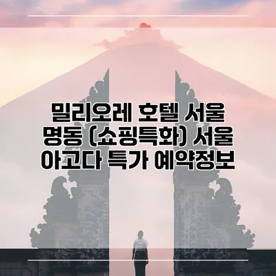 밀리오레 호텔 서울 명동 (쇼핑특화) 서울 아고다 특가 예약정보