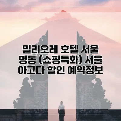 밀리오레 호텔 서울 명동 (쇼핑특화) 서울 아고다 할인 예약정보