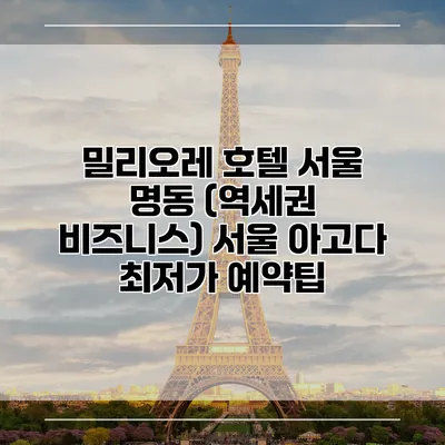 밀리오레 호텔 서울 명동 (역세권 비즈니스) 서울 아고다 최저가 예약팁