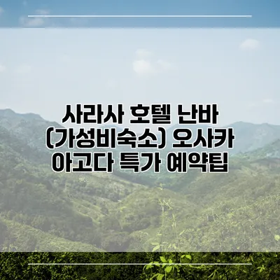 사라사 호텔 난바 (가성비숙소) 오사카 아고다 특가 예약팁
