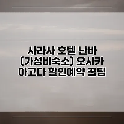 사라사 호텔 난바 (가성비숙소) 오사카 아고다 할인예약 꿀팁