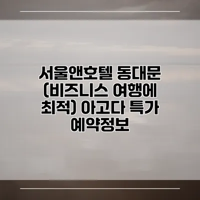 서울앤호텔 동대문 (비즈니스 여행에 최적) 아고다 특가 예약정보