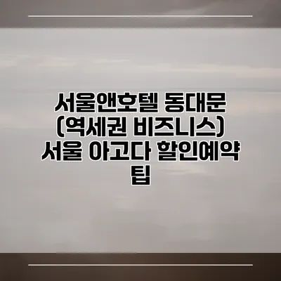 서울앤호텔 동대문 (역세권 비즈니스) 서울 아고다 할인예약 팁