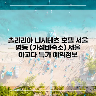 솔라리아 니시테츠 호텔 서울 명동 (가성비숙소) 서울 아고다 특가 예약정보