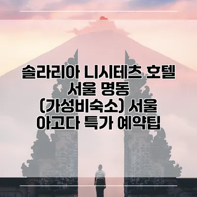 솔라리아 니시테츠 호텔 서울 명동 (가성비숙소) 서울 아고다 특가 예약팁