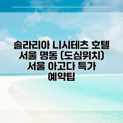 솔라리아 니시테츠 호텔 서울 명동 (도심위치) 서울 아고다 특가 예약팁